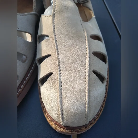 Men's Vintages Roots Leather Shoes, Sandals, Size 10.5D, Light Tan / Nude - Picture 4 of 13